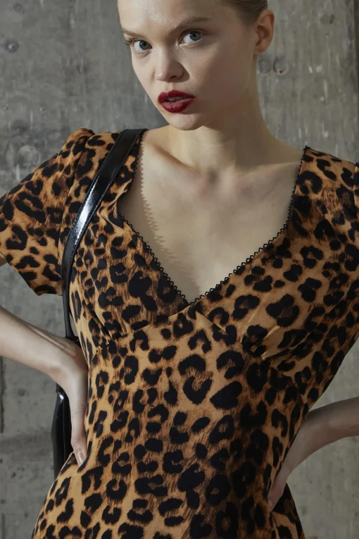 Glamorous Day Dresses|Midi & Midaxi Dresses|Leopard V-neck Midi-Dress -