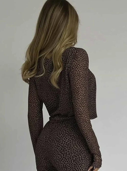 Glamorous Going Out Tops|Co-ords|Leopard-Mesh Chain-Clasp Top -