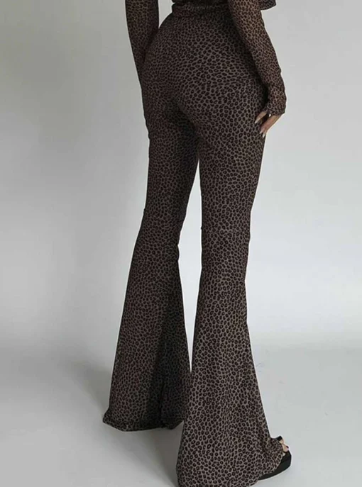 Glamorous Co-ords|Flares|Leopard-Mesh Flared-Trousers -