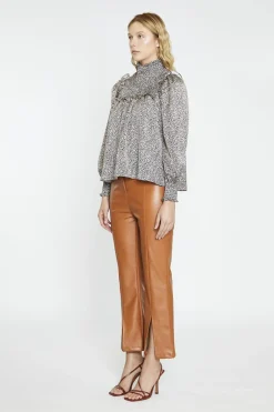Glamorous Blouses & Shirts|Leopard-Swirl Long-Sleeve Blouse -
