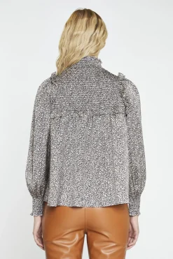 Glamorous Blouses & Shirts|Leopard-Swirl Long-Sleeve Blouse -