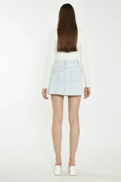 Glamorous Chic Escapes|Denim Skirts|Light Antique Bleach Denim Mini-Skirt -