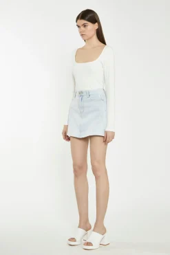 Glamorous Chic Escapes|Denim Skirts|Light Antique Bleach Denim Mini-Skirt -