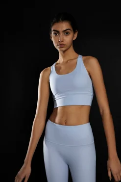 Glamorous Activewear|Light Blue Cross Back Sports Bra -