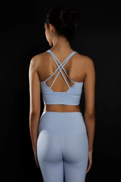 Glamorous Activewear|Light Blue Cross Back Sports Bra -