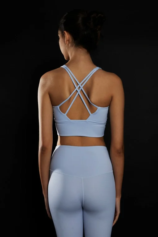 Glamorous Activewear|Light Blue Cross Back Sports Bra -