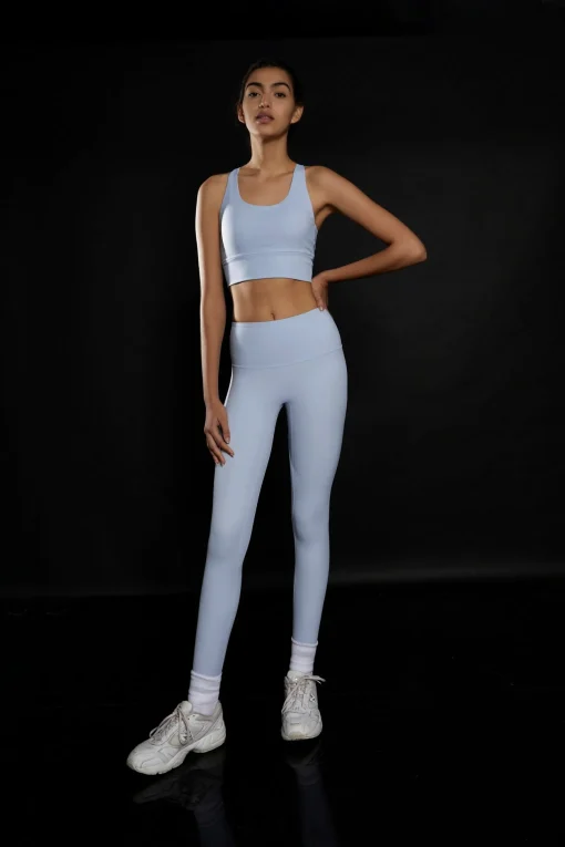 Glamorous Activewear|Light Blue Cross Back Sports Bra -