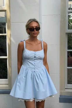 Glamorous Mini Dresses|Mini Dresses|Light Blue Skater Mini-Dress -