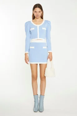 Glamorous Go To Partywear|Co-ords|Light Blue White Knitted Top -