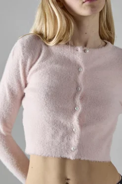 Glamorous Cardigans|Light Pink Long Sleeve Crop-Cardigan -