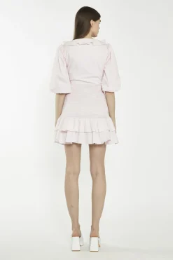 Glamorous Mini Dresses|Mini Dresses|Light Pink Tie-Front V-Neck Mini-Dress -