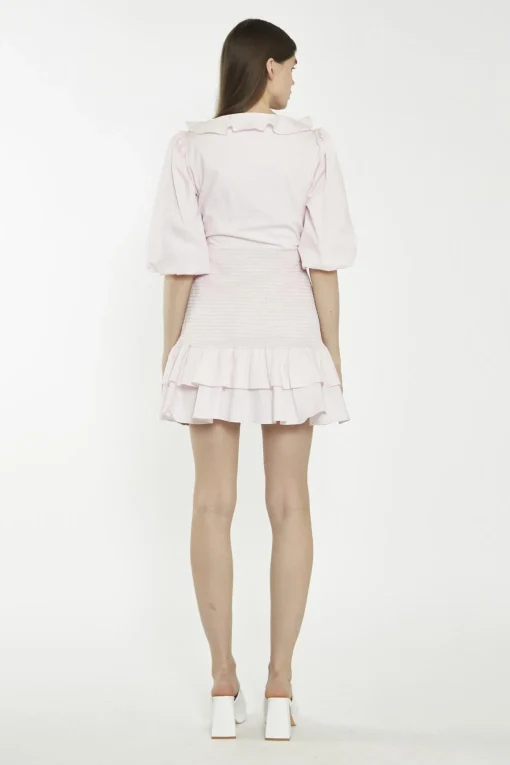 Glamorous Mini Dresses|Mini Dresses|Light Pink Tie-Front V-Neck Mini-Dress -