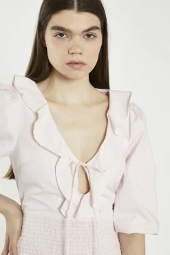 Glamorous Mini Dresses|Mini Dresses|Light Pink Tie-Front V-Neck Mini-Dress -