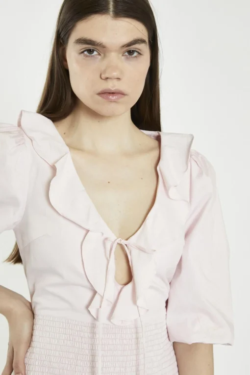 Glamorous Mini Dresses|Mini Dresses|Light Pink Tie-Front V-Neck Mini-Dress -