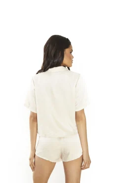 Glamorous Woven Shorts|Light Stone Satin Loose High-Waisted-Shorts -