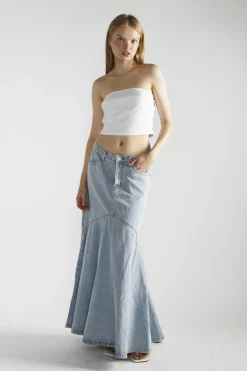 Glamorous Denim Skirts|Maxi Skirts|Light Stonewash Denim Fishtail Maxi-Skirt -