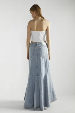 Glamorous Denim Skirts|Maxi Skirts|Light Stonewash Denim Fishtail Maxi-Skirt -