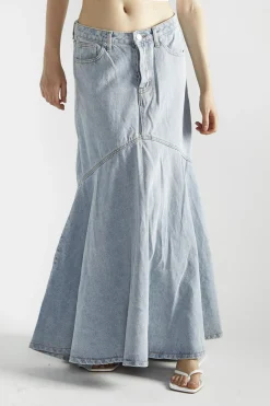 Glamorous Denim Skirts|Maxi Skirts|Light Stonewash Denim Fishtail Maxi-Skirt -