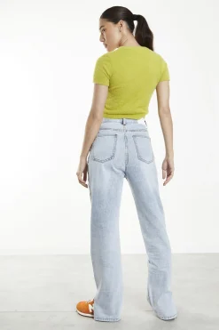 Glamorous Mom Jeans|Light Vintage Wash Split-Hem Mom-Jeans -