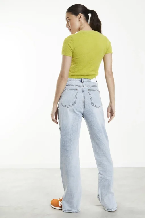Glamorous Mom Jeans|Light Vintage Wash Split-Hem Mom-Jeans -