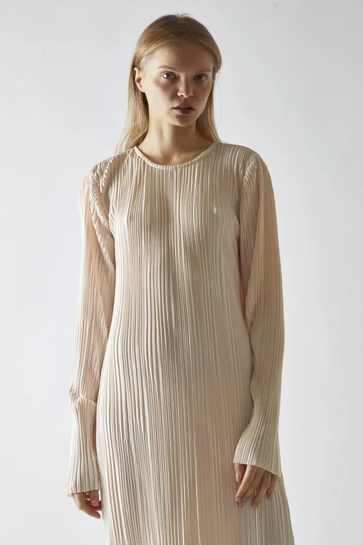 Glamorous Day Dresses|Midi & Midaxi Dresses|Light-Apricot Plisse Midaxi-Dress -