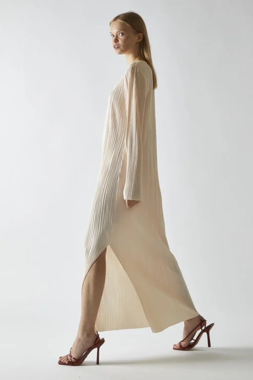Glamorous Day Dresses|Midi & Midaxi Dresses|Light-Apricot Plisse Midaxi-Dress -