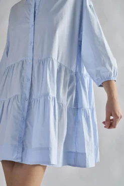 Glamorous Day Dresses|Mini Dresses|Light-Blue Collared-Skater-Mini-Dress -