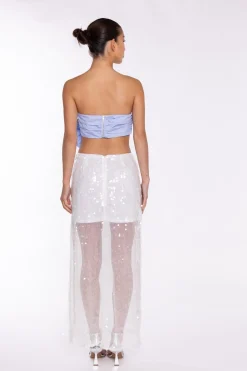 Glamorous Going Out Tops|Crops, Corsets & Bodysuits|Light-Blue 3D Corsage Crop-Top -