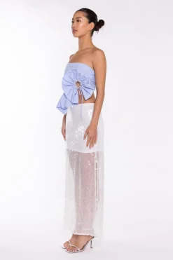 Glamorous Going Out Tops|Crops, Corsets & Bodysuits|Light-Blue 3D Corsage Crop-Top -