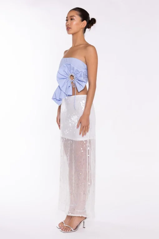 Glamorous Going Out Tops|Crops, Corsets & Bodysuits|Light-Blue 3D Corsage Crop-Top -