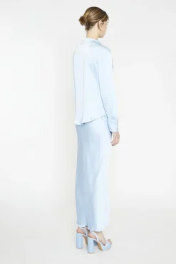 Glamorous Blouses & Shirts|Light-Blue Satin Classic-Shirt -