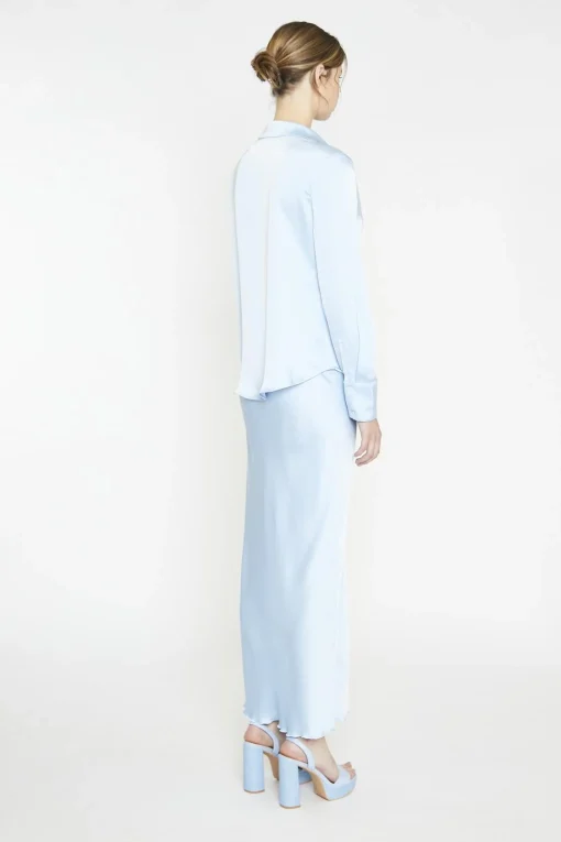 Glamorous Blouses & Shirts|Light-Blue Satin Classic-Shirt -