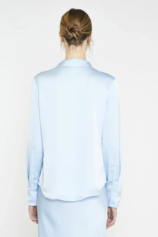 Glamorous Blouses & Shirts|Light-Blue Satin Classic-Shirt -