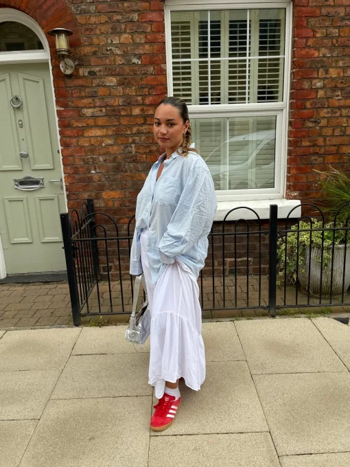 Glamorous Blouses & Shirts|Light-Blue Stripe Classic Shirt -