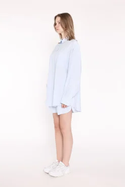 Glamorous Blouses & Shirts|Light-Blue Stripe Classic Shirt -