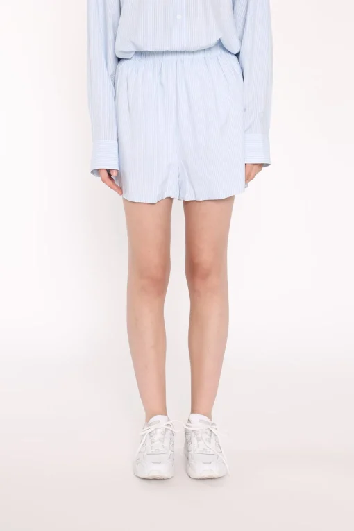 Glamorous Co-ords|Woven Shorts|Light-Blue Stripe Side Split Shorts -