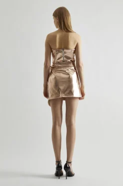 Glamorous Going Out Tops|Co-ords|Light-Copper PU Strapless To -