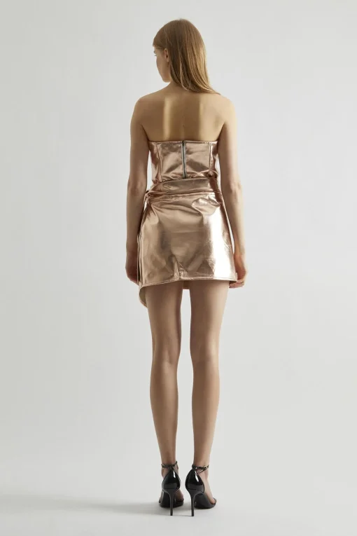 Glamorous Going Out Tops|Co-ords|Light-Copper PU Strapless To -