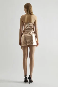 Glamorous Mini Skirts|Light-Copper PU Wrap Mini-Skirt -