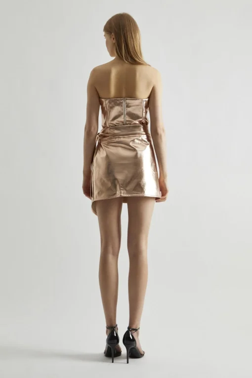Glamorous Mini Skirts|Light-Copper PU Wrap Mini-Skirt -