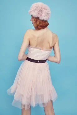 Glamorous Mini Dresses|Mini Dresses|Light-Pink V- Neck Puff Ball Strapless Mini Dress -