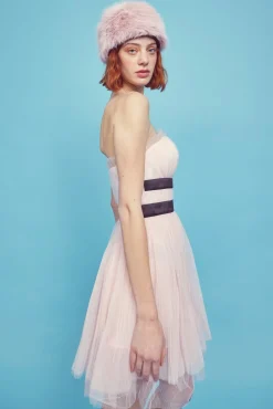 Glamorous Mini Dresses|Mini Dresses|Light-Pink V- Neck Puff Ball Strapless Mini Dress -
