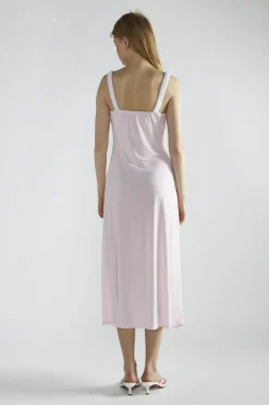 Glamorous Midi & Midaxi Dresses|Midi & Midaxi Dresses|Light-Pink-White V-Neck-Midi-Dresses -