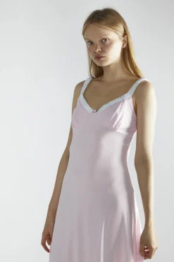Glamorous Midi & Midaxi Dresses|Midi & Midaxi Dresses|Light-Pink-White V-Neck-Midi-Dresses -