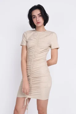 Glamorous Day Dresses|Mini Dresses|Light-Stone Round-Neck-Short-Sleeves Mini-Dresses -