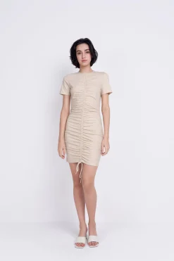 Glamorous Day Dresses|Mini Dresses|Light-Stone Round-Neck-Short-Sleeves Mini-Dresses -