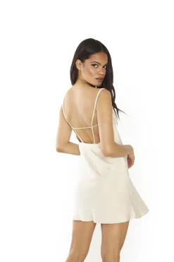 Glamorous Day Dresses|Satin Dresses|Light-Stone Satin Strappy Back Mini-Dress -