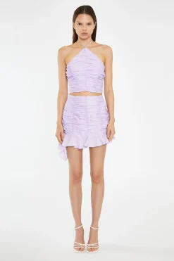 Glamorous Co-ords|Mini Skirts|Light-Violet Asymmetric Ruched Mini-Skirt -