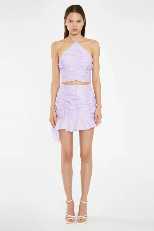 Glamorous Co-ords|Mini Skirts|Light-Violet Asymmetric Ruched Mini-Skirt -