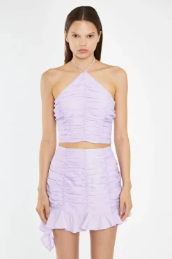 Glamorous Co-ords|Mini Skirts|Light-Violet Asymmetric Ruched Mini-Skirt -